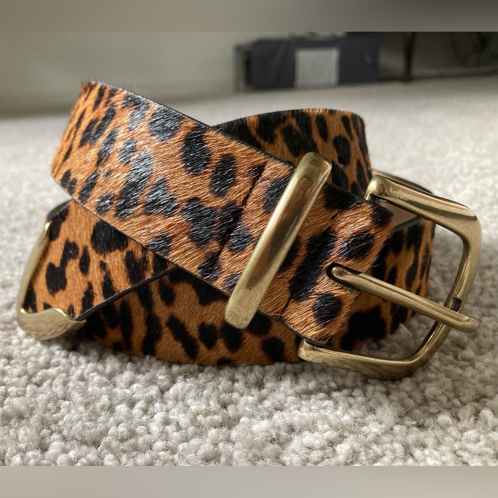 Size M / B-Low the Belt women’s cheetah print dyed calf hair leather belt